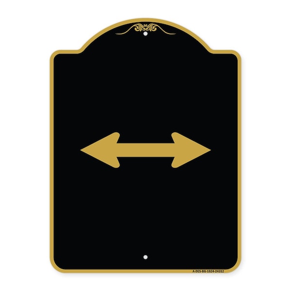 Designer Series Bidirectional Arrow Black, Black & Gold Aluminum Sign, 18" x 24", BG-1824-24312